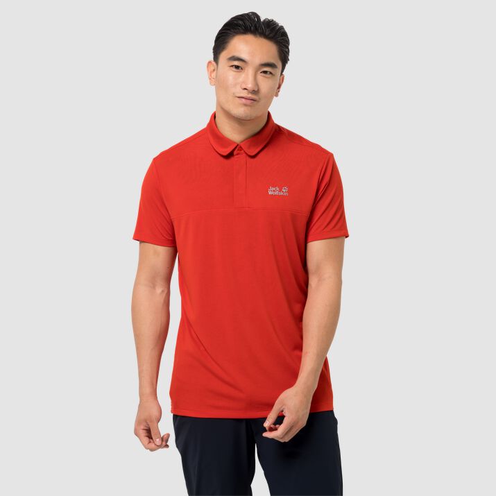 Jack Wolfskin Mens Jwp Polo Shirt Orange Red 712569PIN